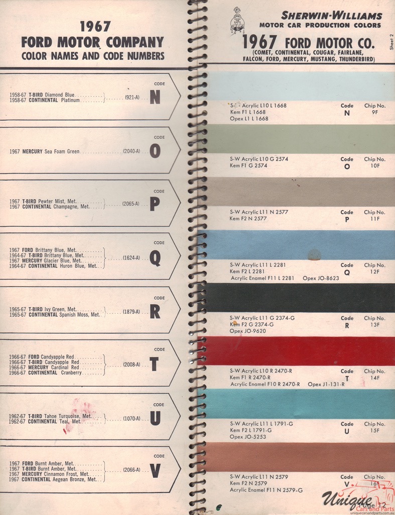 1967 Ford Paint Charts Williams 2